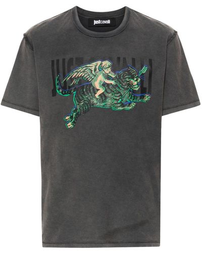 Just Cavalli Angel Tigerプリント Tシャツ - グレー