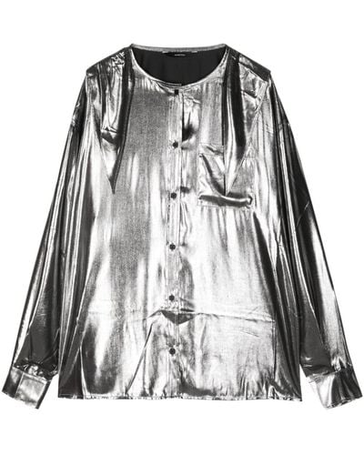 Pushbutton Camisa metalizada con cuello marinero - Negro