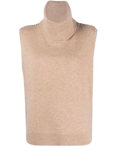 Theory Roll-neck Sleeveless Top - Natural