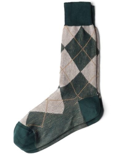 Prada Argyle-pattern Ankle Socks - Green