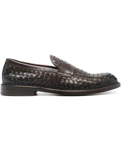 Doucal's Interwoven Leather Loafers - Grey