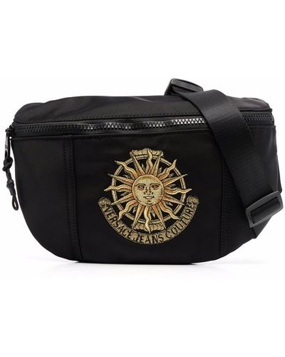 Versace Logo-embroidered Belt Bag - Black