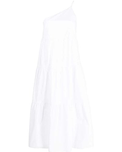Patrizia Pepe One-shoulder Cotton Poplin Dress - White