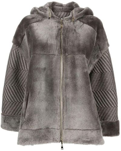 Lorena Antoniazzi Sheepskin Hooded Jacket - Grey
