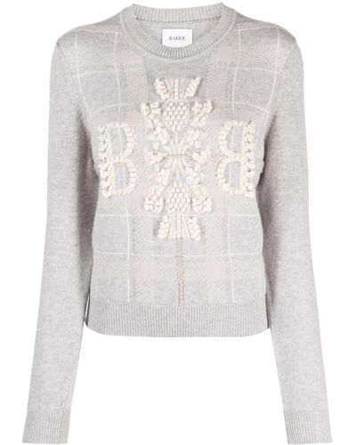 Barrie Tartan-check Cashmere Sweater - White