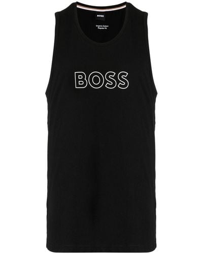 BOSS Logo-print Cotton Tank Top - Black