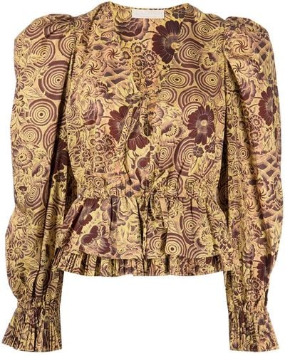 Ulla Johnson Blusa a fiori Ren - Marrone