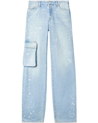 Off-White c/o Virgil Abloh Toybox Painted Pocket Wide-leg Jeans - Blue