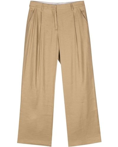 Lardini Pleat-detail Trousers - Natural