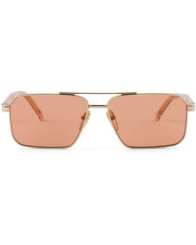 Prada Logo-engraved Rectangle-frame Sunglasses - Pink