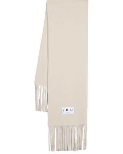 IRO Logo-patch Virgin Wool Scarf - White