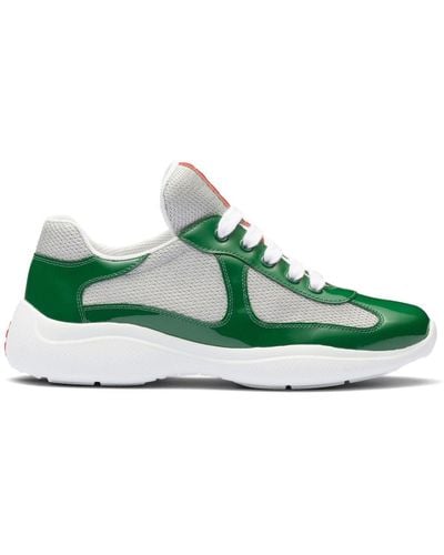 Prada America's Cup Paneled Sneakers - Green