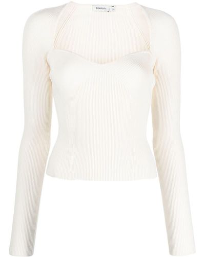 Jonathan Simkhai Giuliana Sweetheart-neck Ribbed-knit Top - White