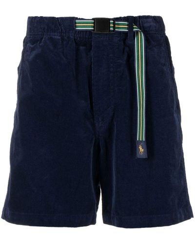 Polo Ralph Lauren Velvet Buckled-waistband Shorts - Blue