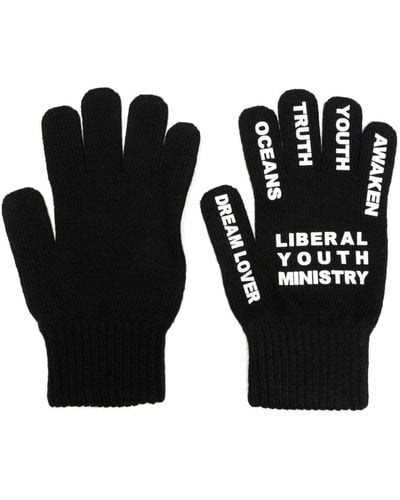 Liberal Youth Ministry ロゴ ニット手袋 - ブラック