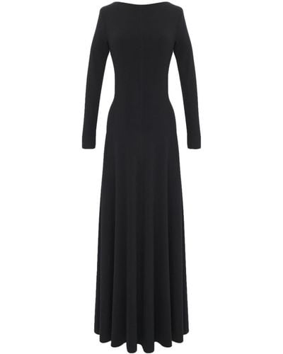 Saint Laurent Plunging U-neck Wool Dress - Black