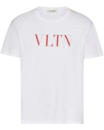 Valentino Garavani T-Shirt "Vlnt" En Jersey De Coton Imprimé - Blanc