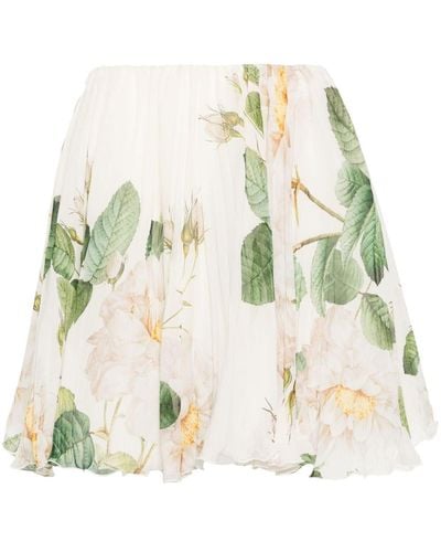 Giambattista Valli Magnolia-print Full Skirt - White