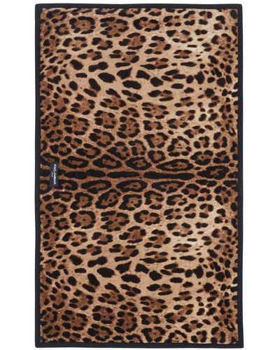 Dolce & Gabbana Tapis de bain à imprimé léopard - Marron