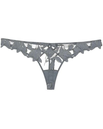 Fleur du Mal Lily Embroidered Thong - Grey