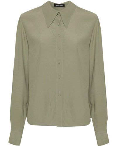 Styland Blouse Met Gespreide Kraag - Groen