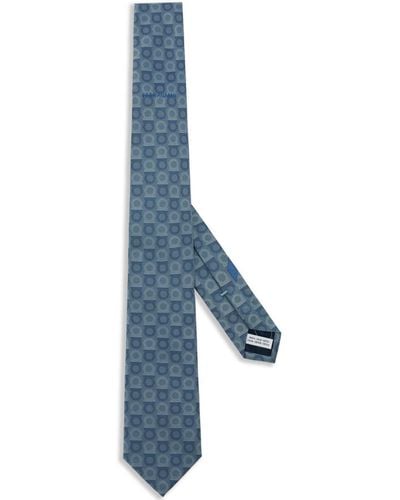 Ferragamo Cravate à motif Gancini en jacquard - Bleu