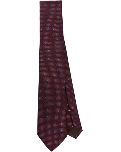 Canali Patterned-jacquard Silk Tie - Purple