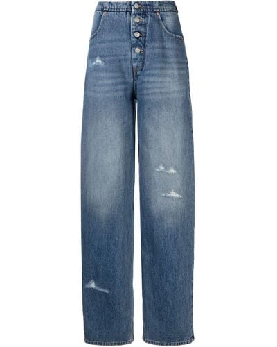 MM6 by Maison Martin Margiela Jean droit à effet usé - Bleu