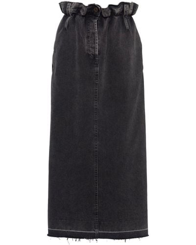 Miu Miu Shorts Met Paperbag-taille - Zwart