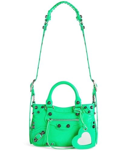 Balenciaga Small Neo Cagole Leather Tote Bag - Green