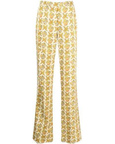 Etro Apple-print Straight-leg Pants - Yellow