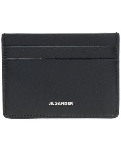 Jil Sander Porte-cartes en cuir à logo imprimé - Noir