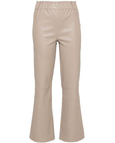 Arma Leather Straight Trousers - Natural