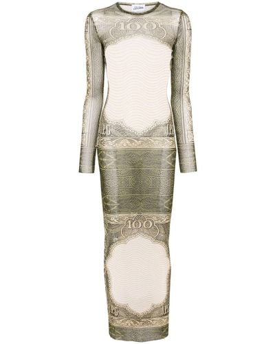 Jean Paul Gaultier Maxi-jurk Met Mesh - Naturel