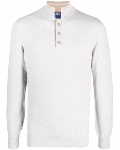 Fedeli Stand-up Collar Polo Shirt - Gray