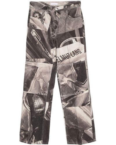 Helmut Lang Car-print Mid-rise Straight-leg Jeans - Gray