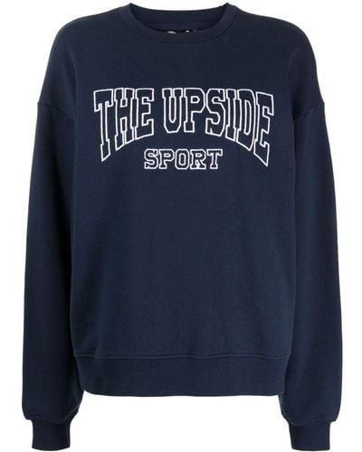 The Upside Sweater Met Geborduurd Logo - Blauw