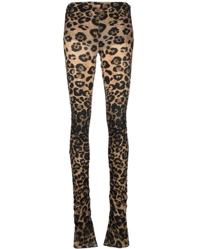 Blumarine Ruched Leopard-print leggings - Brown