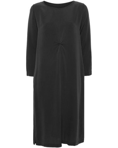 Private 0204 Straight Silk Midi Dress - Black
