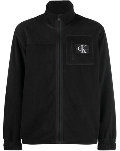 Calvin Klein Cotton Fleece Zipped Jacket - Black