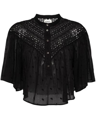 Isabel Marant Safi Broderie-anglaise Shirt - Black