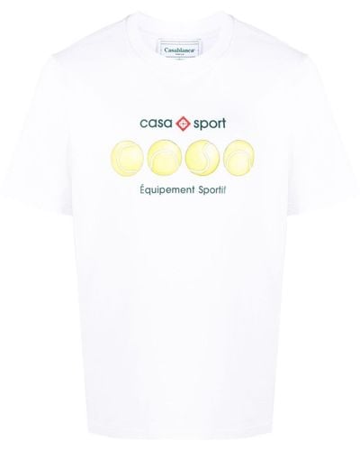 Casablanca T-shirt Tennis Ball en coton biologique - Blanc
