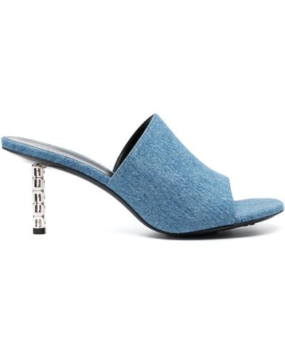 Givenchy Mules en jean 90 mm à plaque logo - Bleu