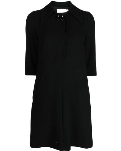 Jane Rue Pointed-collar Wool Minidress - Black