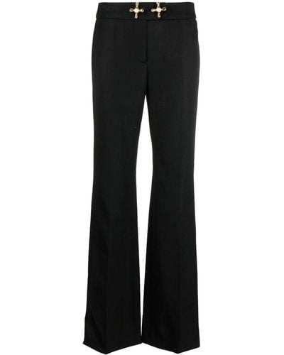 Moschino Tap-detail Wool Trousers - Black