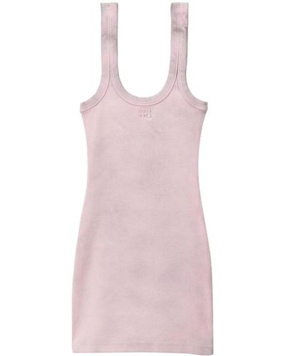 Alexander Wang Geripptes Kleid mit Logo-Prägung - Pink