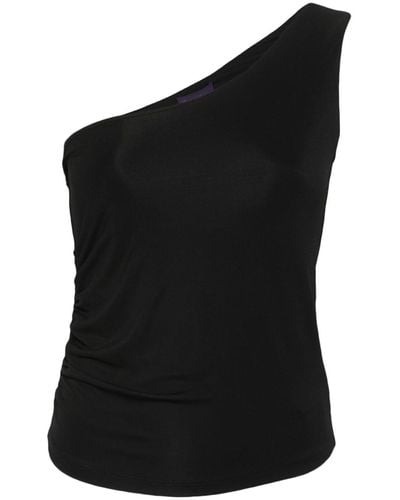 Ralph Lauren Collection Tonal Stitching One-shoulder Top - Black