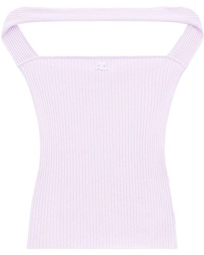 Courreges Cut-out Ribbed Knit Top - Purple