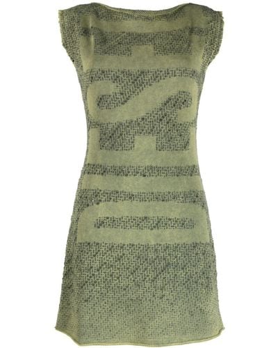 DIESEL Logo-jacquard Knitted Minidress - Green