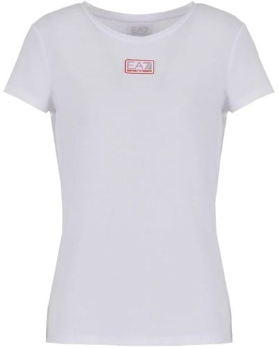 EA7 T-Shirt mit Logo-Borte - Weiß
